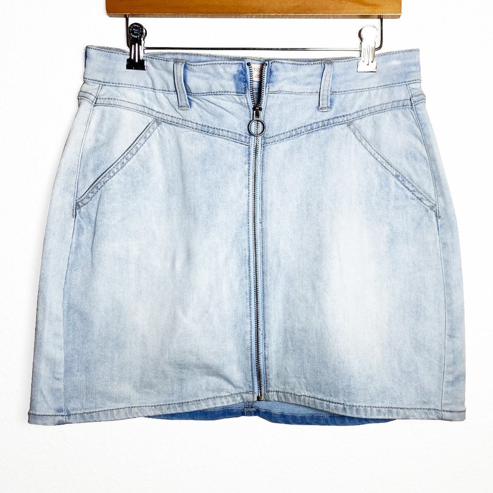 SO Denim Mini Skirt w/ Full Zip Front Y2K Size 13